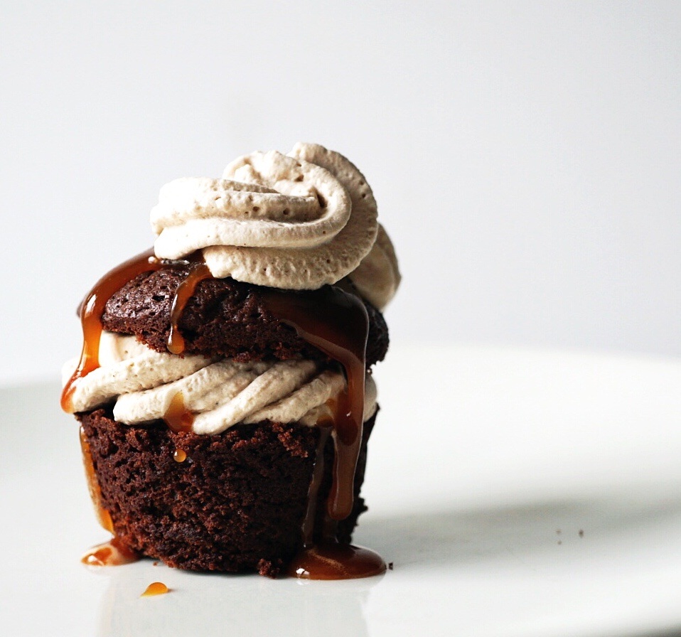 Brownie Bite with Caramel and Espresso Whipped Cream