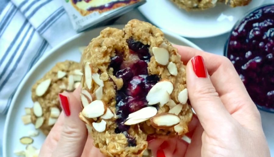 Oatmeal-Almond Breakfast Cookie stuffed with Blueberry Filling